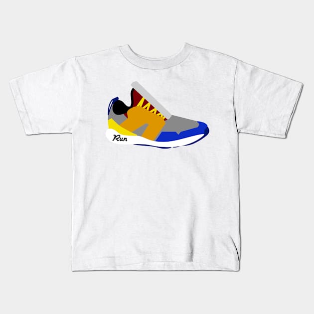 Running Shoe Kids T-Shirt by sydlarge18